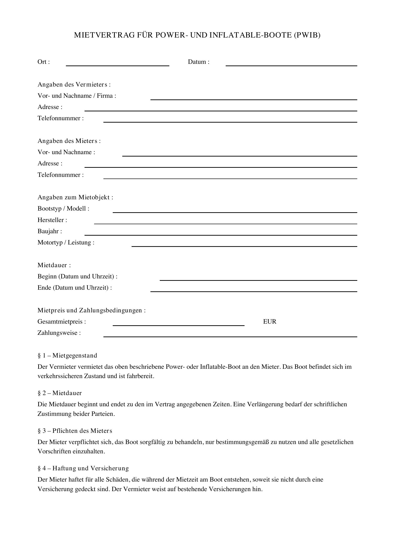 Pwib Mietvertrag