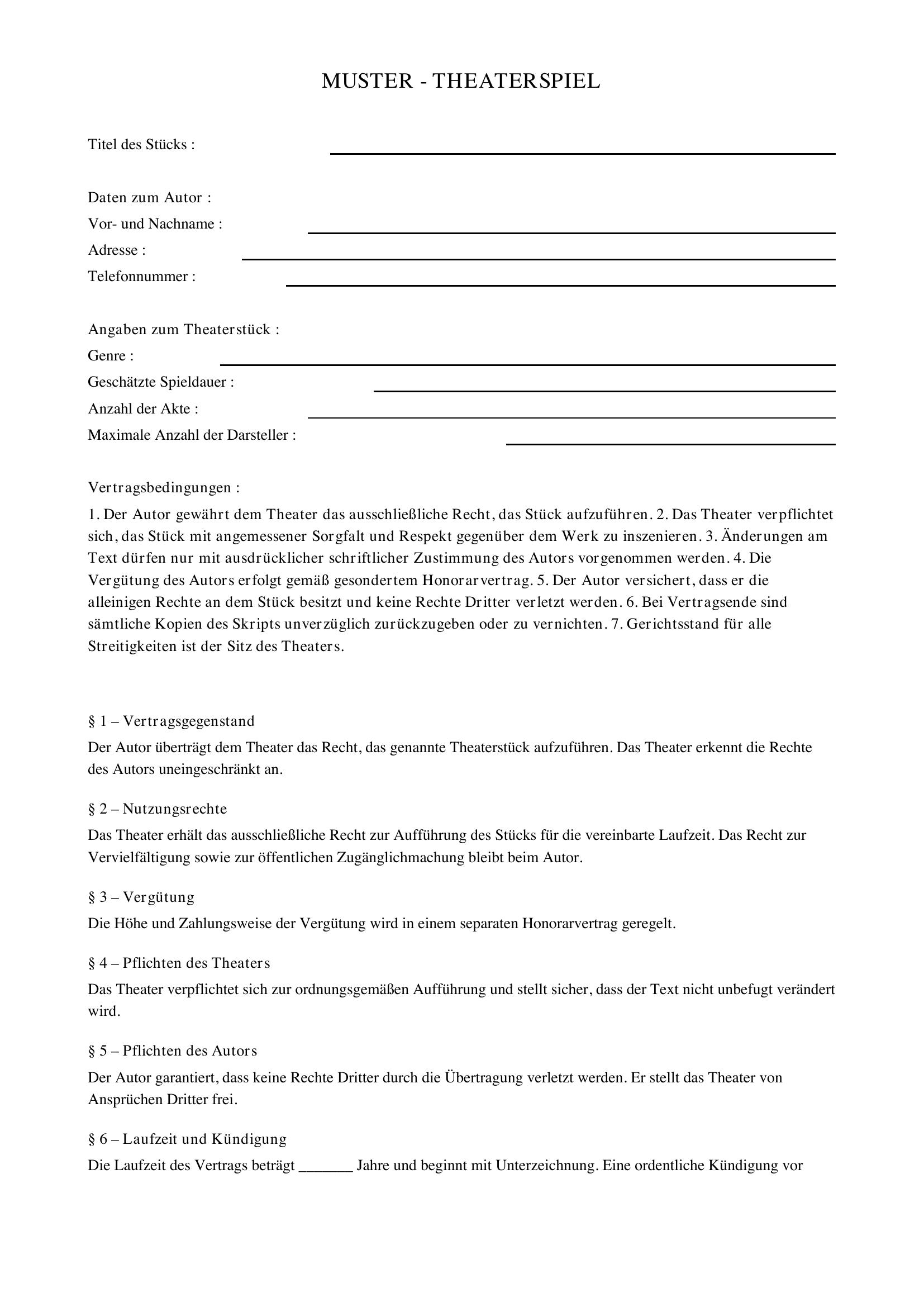 Theaterstück Schreiben Muster